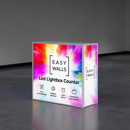 EASY WALLS® 3 Sides Backlit LED Lightbox Counter with Locking Storage 3.3ft/1m