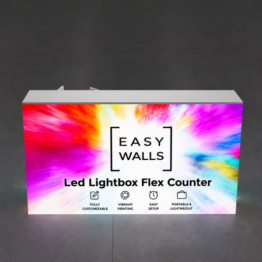 EASY WALLS® Flex Size LED Lightbox Backlit Counter with Locking Storage 6.5ft/2m