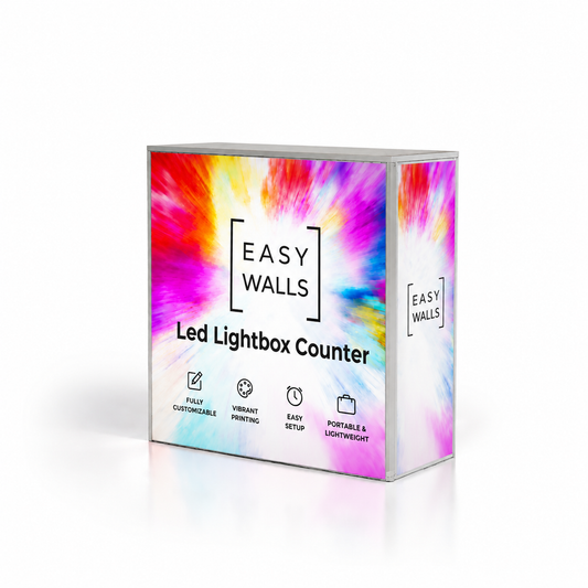 EASY WALLS® 3 Sides Backlit LED Lightbox Counter with Locking Storage 3.3ft/1m